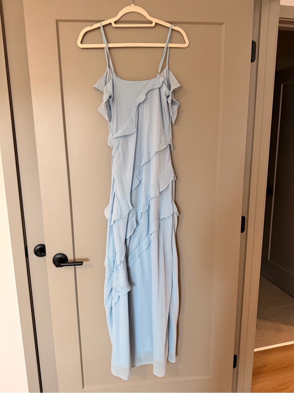 Lulu's Powder Blue Ruffle Off-Shoulder Maxi Dress - Picture 4 of 4